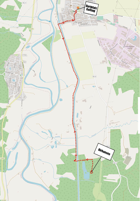 Startpunkt Dorfplatz in Gelting