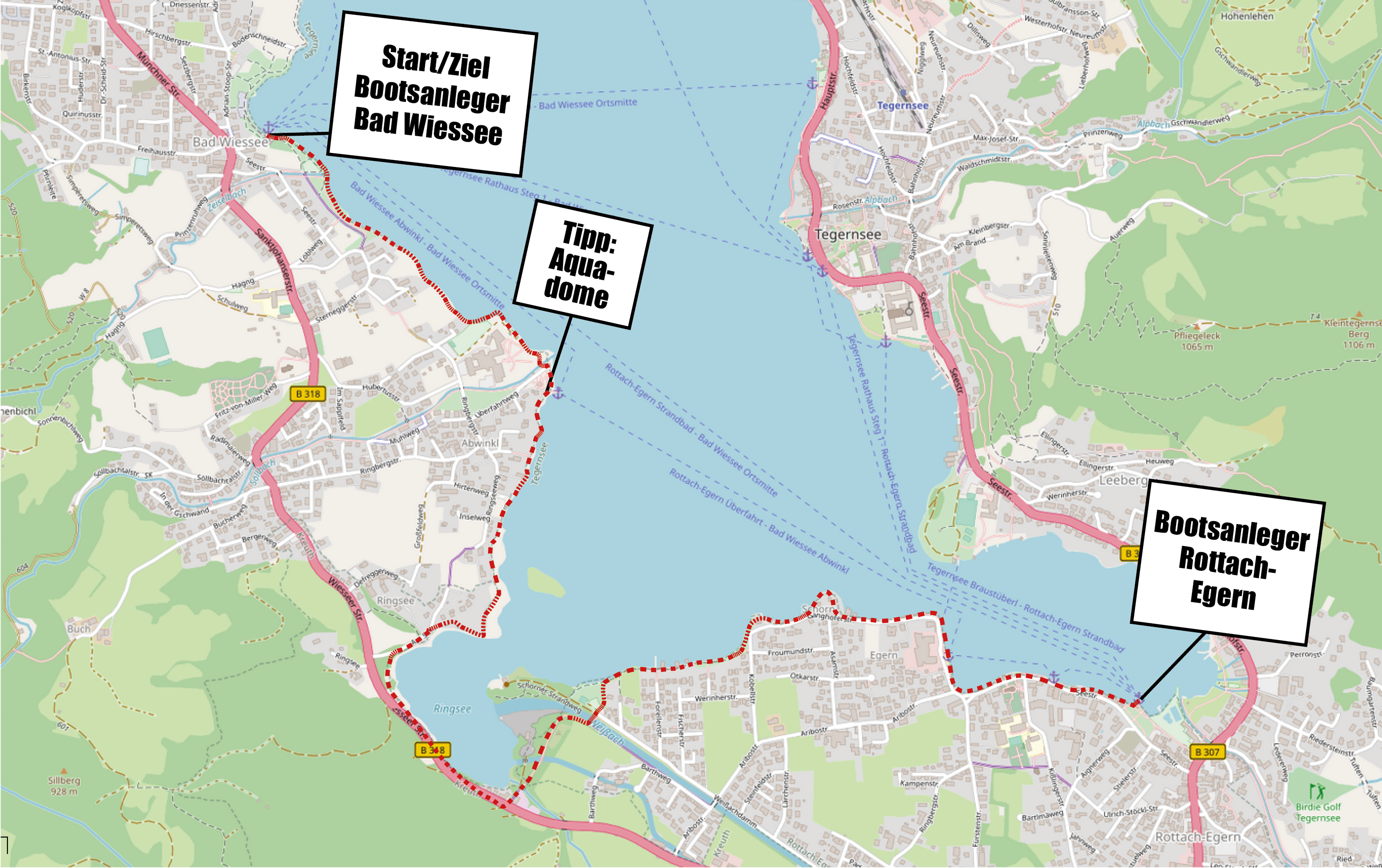 Startpunkt: Bootsanleger Bad Wiessee